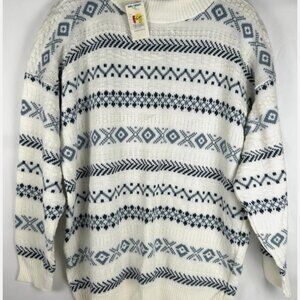 NWT Vtg American Pride Blue White Snowflake Fair Isle Sweater Plus Sz 20W